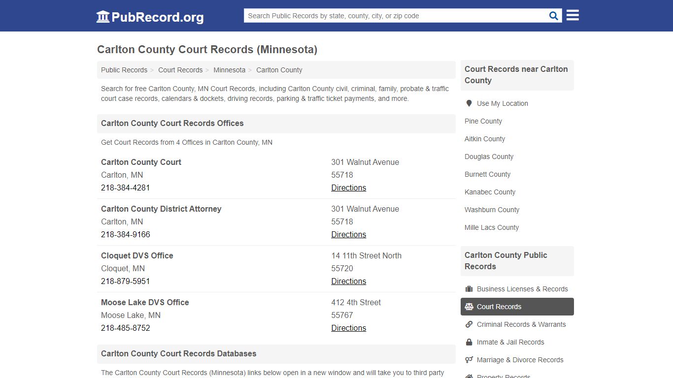 Free Carlton County Court Records (Minnesota Court Records)